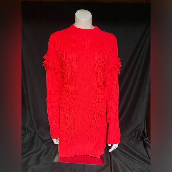 American Rag Juniors Tunic Cable Knit Sweater Diva Pink M L XL XXL 9HS27 - Picture 4 of 12